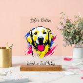 カスタマイズポップ・アートの可能なアートゴールデンレトリバーデザイン アクリルサイン (ウェディング)