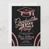 カスタマイズミニマリストピンクディナー卒業 招待状 (正面)