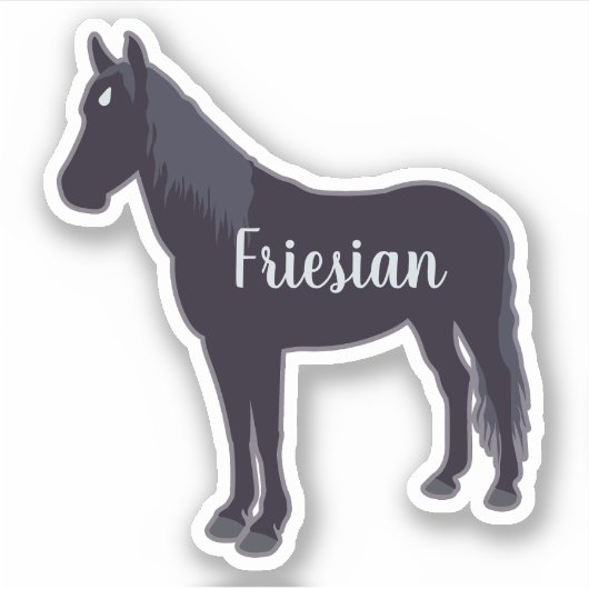 カスタマイズミニマル可能なフリージアン馬のシルエット シール (正面)