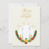 カスタマイズメリー可能で明るいクリスマスディナー 招待状 (正面)