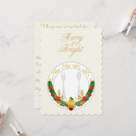 カスタマイズメリー可能で明るいクリスマスディナー 招待状