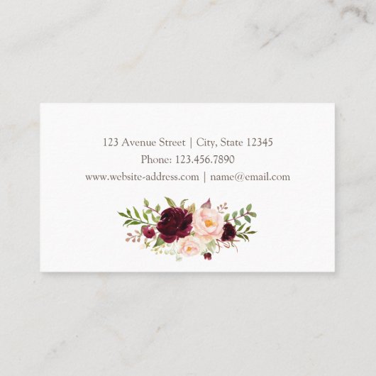 カスタマイズモダンな花柄 名刺 (裏面)