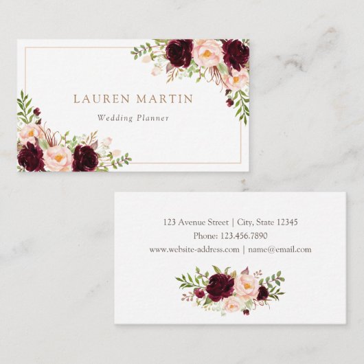 カスタマイズモダンな花柄 名刺 (正面/裏面)