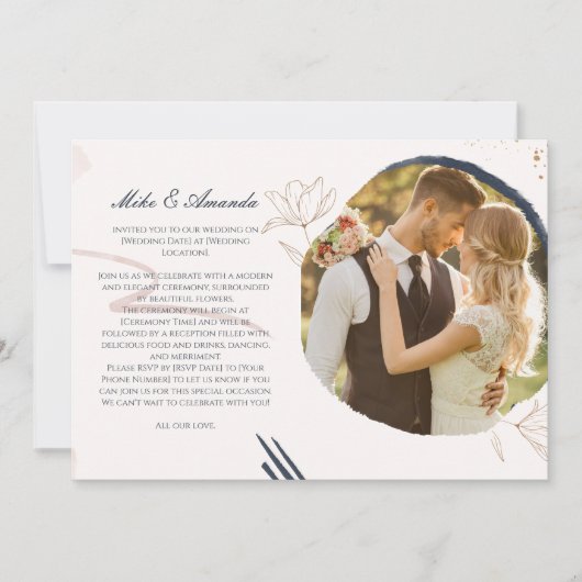 カスタマイズモダンフローラレース結婚式招待状 招待状 (正面)