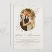 カスタマイズモダンフローラレース結婚式招待状 招待状 (正面/裏面)