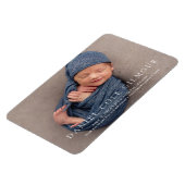 カスタマイズモダン可能なシンプルベビー名写真誕生 マグネット (左側)