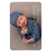 カスタマイズモダン可能なシンプルベビー名写真誕生 マグネット (縦)