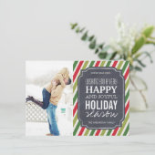カスタマイズモダン可能なストライプクリスマスフォトカード シーズンカード (スタンド正面)