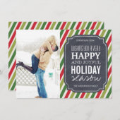 カスタマイズモダン可能なストライプクリスマスフォトカード シーズンカード (正面/裏面)