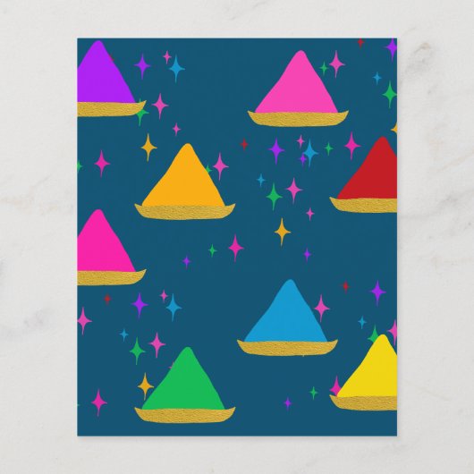 カスタマイズモダン可能なヒンドゥーホリフェスティバル色 チラシ (裏面)