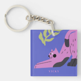 カスタマイズモダン可能なピンクの子猫 キーホルダー