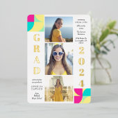 カスタマイズモダン可能な卒業 箔招待状 (立ち正面)