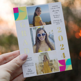 カスタマイズモダン可能な卒業 箔招待状