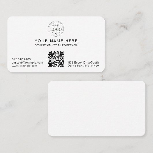 カスタマイズモダン可能な白い丸み 名刺 (正面/裏面)