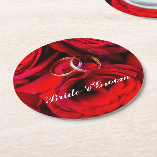 カスタマイズモダン可能な結婚デザインコースター ラウンドペーパーコースター (アングル)