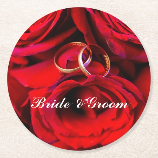 カスタマイズモダン可能な結婚デザインコースター ラウンドペーパーコースター (正面)
