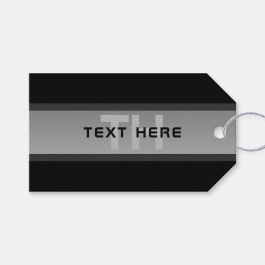 カスタマイズモダン可能な階層型文字 | 黒とグレー ギフトタグ (正面(横))