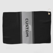 カスタマイズモダン可能な階層型文字 | 黒とグレー ゴルフタオル (横)