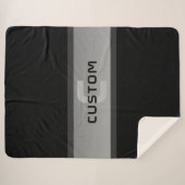 カスタマイズモダン可能な階層型文字 | 黒とグレー シェルパブランケット (正面(横))