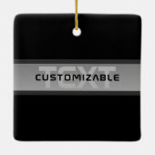 カスタマイズモダン可能な階層型文字 | 黒とグレー セラミックオーナメント (裏面)