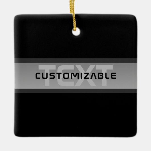 カスタマイズモダン可能な階層型文字 | 黒とグレー セラミックオーナメント (正面)