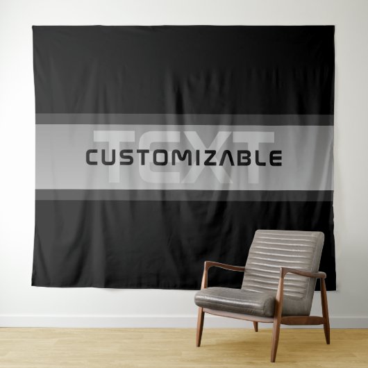 カスタマイズモダン可能な階層型文字 | 黒とグレー タペストリー (インサイチュ(横))