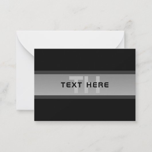 カスタマイズモダン可能な階層型文字 | 黒とグレー ノートカード (正面)