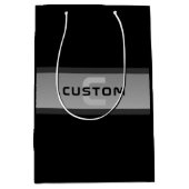 カスタマイズモダン可能な階層型文字 | 黒とグレー ミディアムペーパーバッグ (正面)