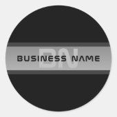カスタマイズモダン可能な階層型文字 | 黒とグレー ラウンドシール (正面)