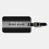 カスタマイズモダン可能な階層型文字 | 黒とグレー ラゲッジタグ (正面横)