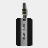 カスタマイズモダン可能な階層型文字 | 黒とグレー ラゲッジタグ (正面縦)