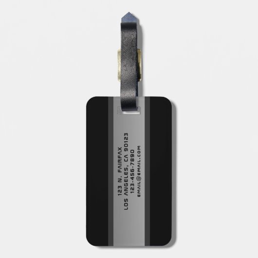 カスタマイズモダン可能な階層型文字 | 黒とグレー ラゲッジタグ (裏面縦)