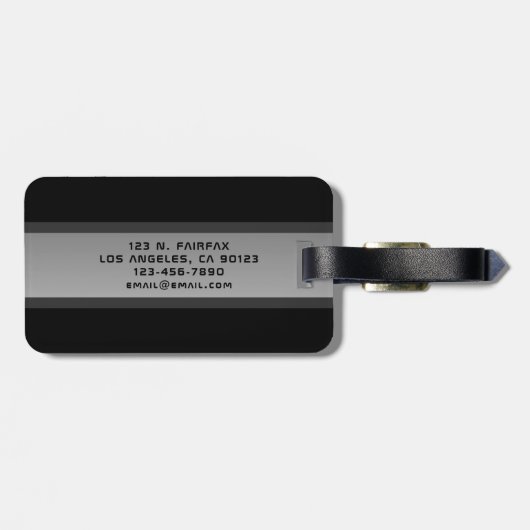 カスタマイズモダン可能な階層型文字 | 黒とグレー ラゲッジタグ (裏面横)