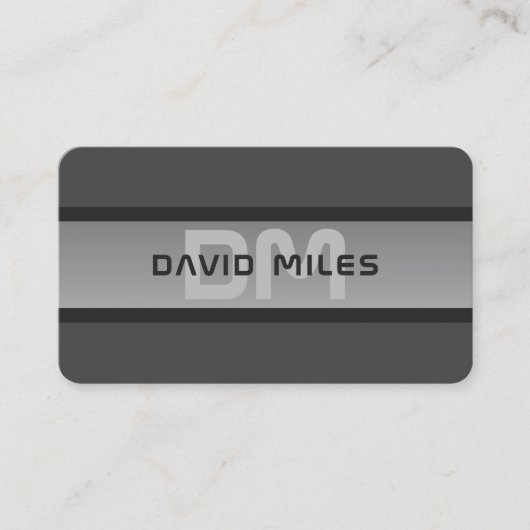 カスタマイズモダン可能な階層型文字 | 黒とグレー 名刺 (正面)