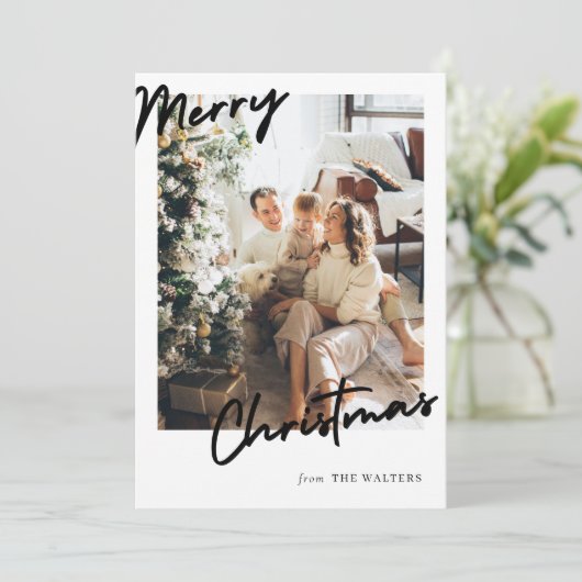 カスタマイズモダン可能なMerry Christmasフォトカード 招待状 (スタンド正面)