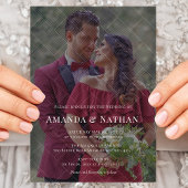 カスタマイズモダン可能ストライプのな斜め結婚写真 招待状