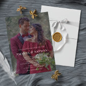 カスタマイズモダン可能ストライプのな斜め結婚写真 招待状