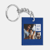 カスタマイズモダン最高の4枚の写真パパとMOM キーホルダー (正面左)