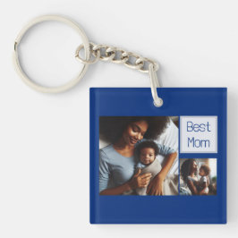 カスタマイズモダン最高の4枚の写真パパとMOM キーホルダー