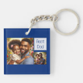 カスタマイズモダン最高の4枚の写真パパとMOM キーホルダー (裏面)