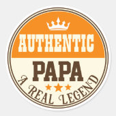 カスタマイズモダン父の日ブラックとオレンジ文字 ラウンドシール (正面)