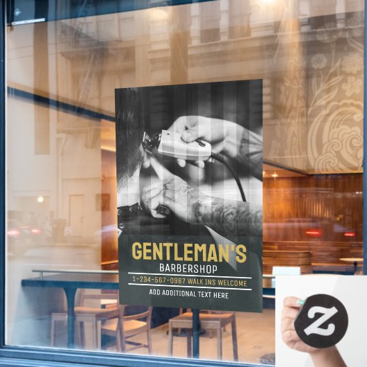 カスタマイズモダンBarbershop白黒トリム ウィンドウサイン (カフェ窓)