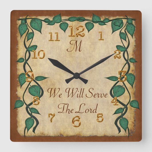 カスタマイズモノグラムの可能なヴィンテージクリスチャン時計 スクエア壁時計 (正面)