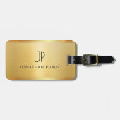カスタマイズモノグラムの金ゴールドモダン見エレガントて ラゲッジタグ (正面横)