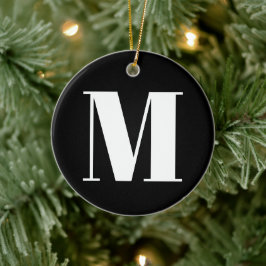 カスタマイズモノグラムイニシャル白黒 セラミックオーナメント