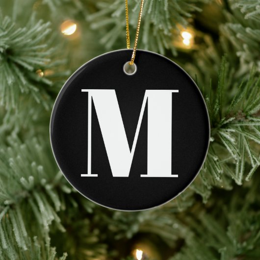 カスタマイズモノグラムイニシャル白黒 セラミックオーナメント (ツリー)