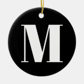 カスタマイズモノグラムイニシャル白黒 セラミックオーナメント (正面)