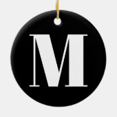 カスタマイズモノグラムイニシャル白黒 セラミックオーナメント (裏面)
