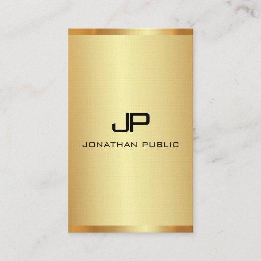 カスタマイズモノグラムエレガントフェイク金ゴールド 名刺 (正面)