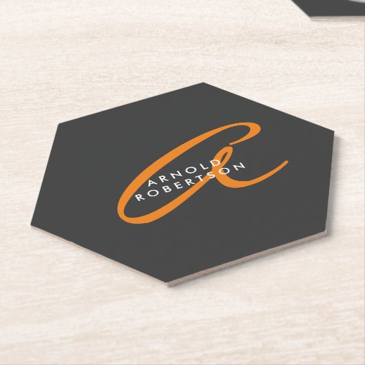 カスタマイズモノグラムプレーングレートレンディー名イニシャル ペーパーコースター (アングル)